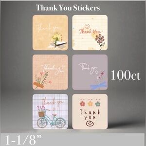 Thank You Design Stickers 100ct~ 1”  (Boutique) ~NEW~